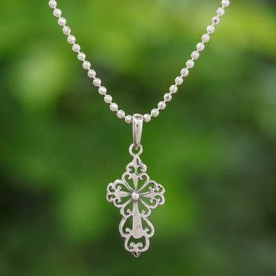 Alternate image for Silver Silhouette Cross Necklace Cross Silhouette
