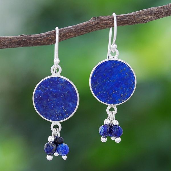 Alternate image for Lapis Lazuli and Sterling Silver Dangle Earrings Fairy Love