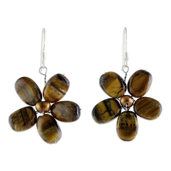 Alternate image for Tigers Eye Earrings from Thailand Tawny Paradise