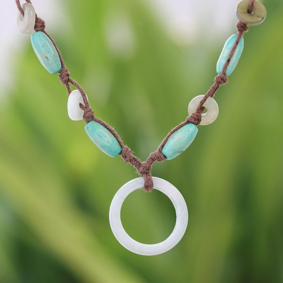 Mango Wood and Jade Necklace 'Endless Harmony'