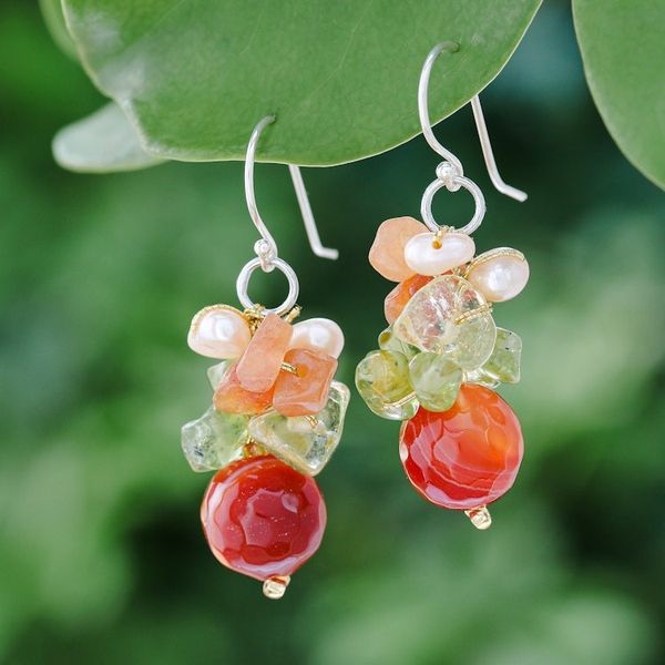 Alternate image for Handcrafted Beaded Quartz Earrings Radiant Love