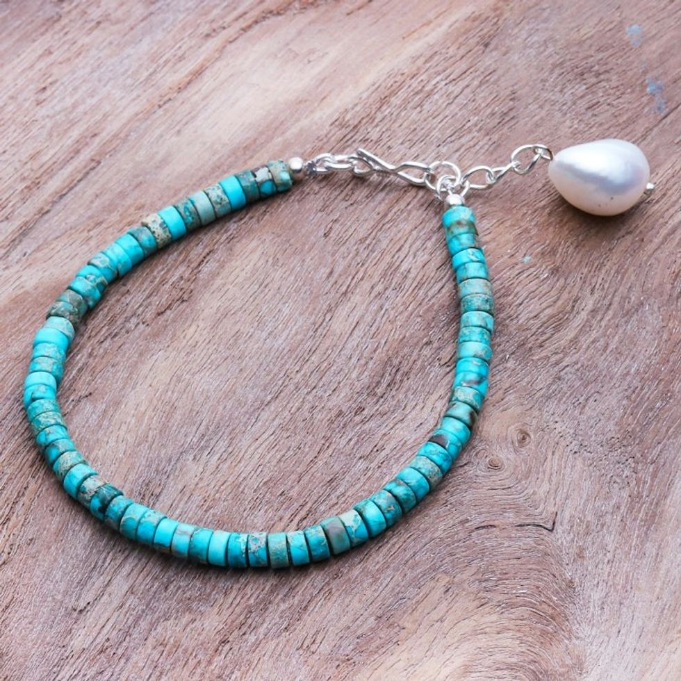 Cultured Freshwater Pearl and Silver Beaded Bracelet 'Sea Realm'