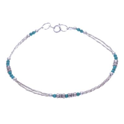 Alternate image for Hand Crafted Sterling Silver Beaded Bracelet Spiral Jetty in Blue-Green