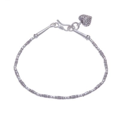 Alternate image for Silver Link Bracelet with Heart Charm from Thailand Honest Heart