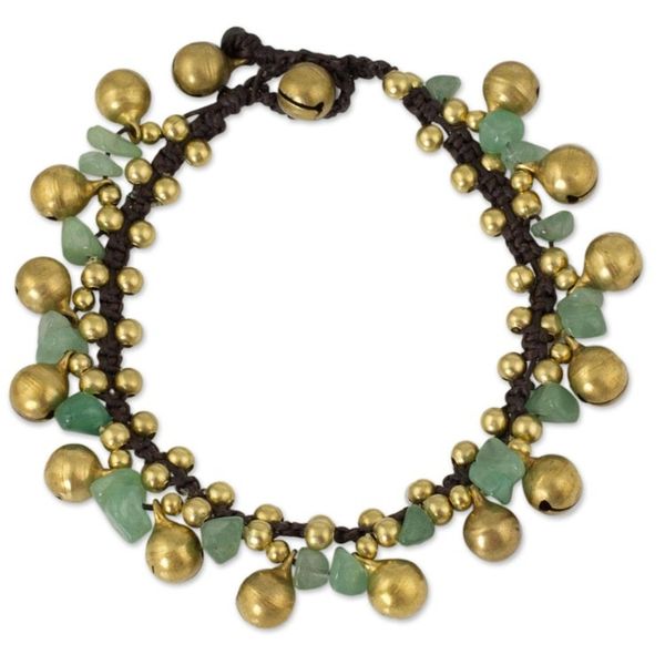 Alternate image for Brass Beaded Aventurine Bracelet Joyous Bells
