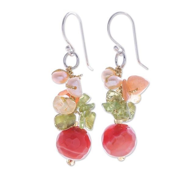 Alternate image for Handcrafted Beaded Quartz Earrings Radiant Love