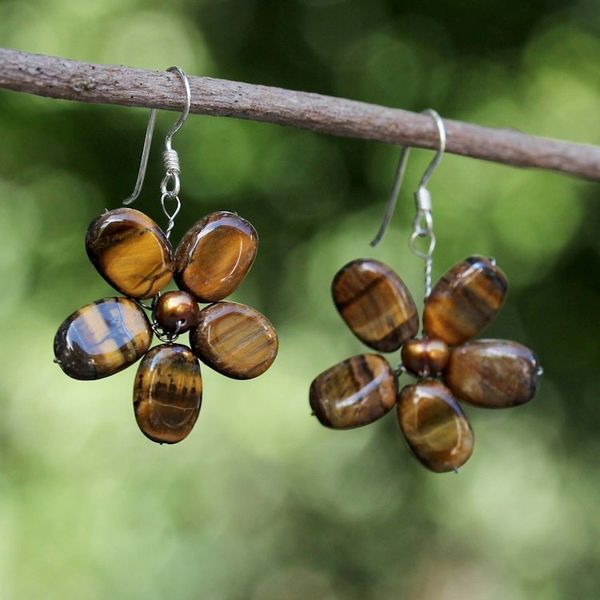 Alternate image for Tigers Eye Earrings from Thailand Tawny Paradise