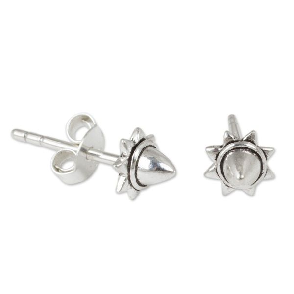 Alternate image for Acorn Theme Fair Trade Silver Stud Earrings Acorn Star