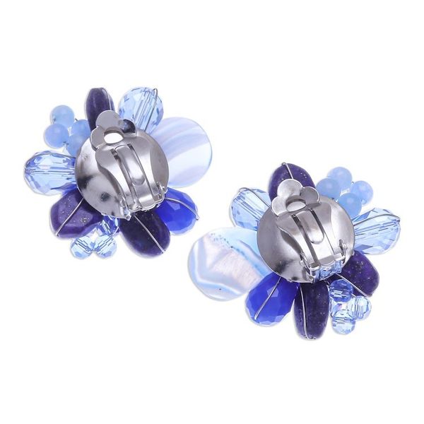 Alternate image for Agate and Lapis Lazuli Cluster Clip-On Earrings Solaris in Blue