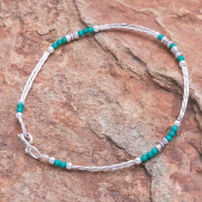 Alternate image for Hand Crafted Sterling Silver Beaded Bracelet Spiral Jetty in Blue-Green