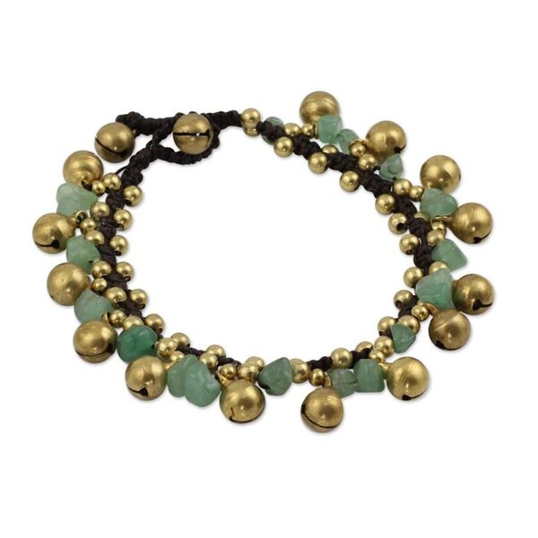 Alternate image for Brass Beaded Aventurine Bracelet Joyous Bells
