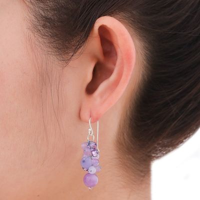 Alternate image for Hand Crafted Quartz Dangle Earrings Frosted Candy