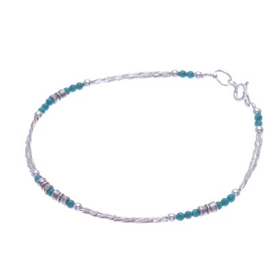 Alternate image for Hand Crafted Sterling Silver Beaded Bracelet Spiral Jetty in Blue-Green