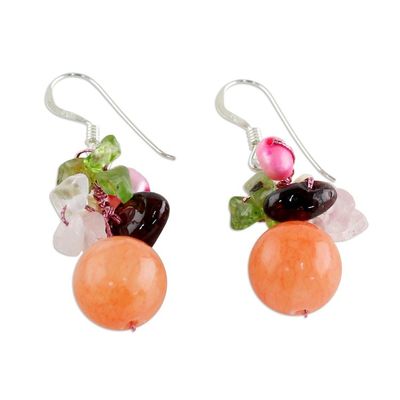 Alternate image for Rose Quartz and Pearl Beaded Dangle Earrings Strawberry Fantasy