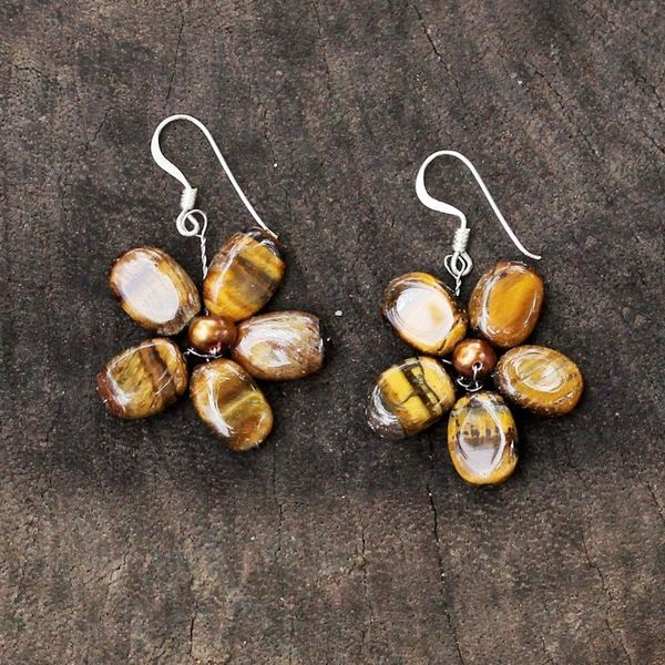 Alternate image for Tigers Eye Earrings from Thailand Tawny Paradise