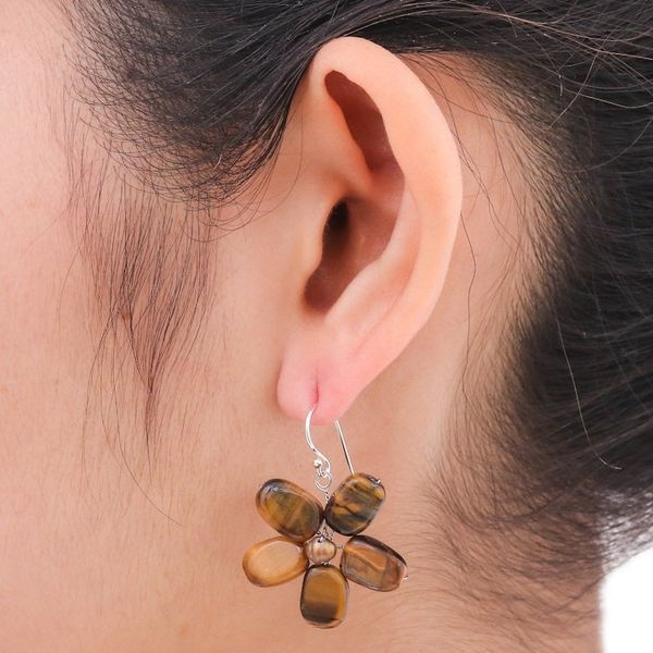 Alternate image for Tigers Eye Earrings from Thailand Tawny Paradise