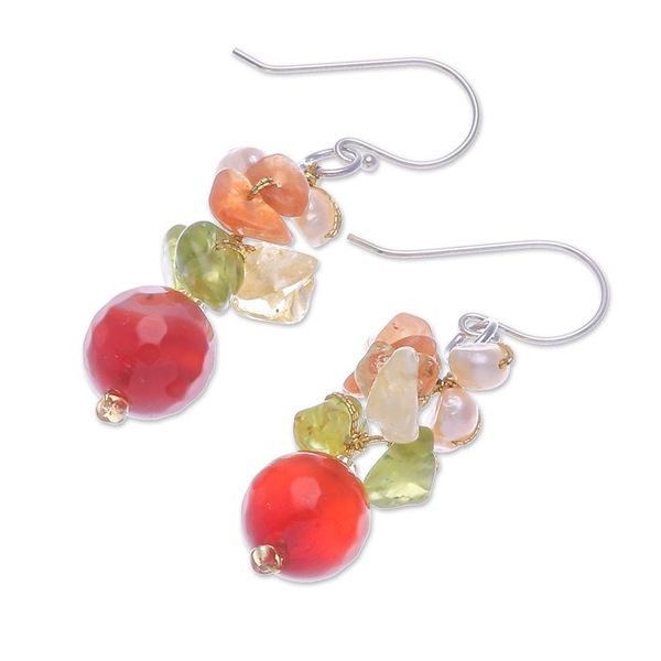 Alternate image for Handcrafted Beaded Quartz Earrings Radiant Love