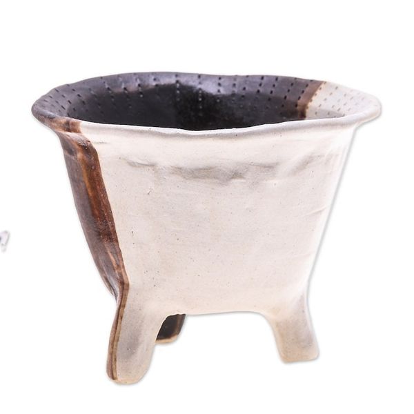 Alternate image for Brown Ceramic Flower Pot Handcrafted in Thailand Brown Creation