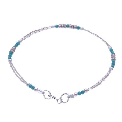 Alternate image for Hand Crafted Sterling Silver Beaded Bracelet Spiral Jetty in Blue-Green