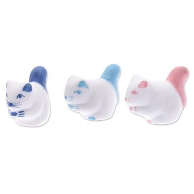 Alternate image for Set of 3 Ceramic Squirrel Figurines in Pink and Blue Tones Vivacious Friendship