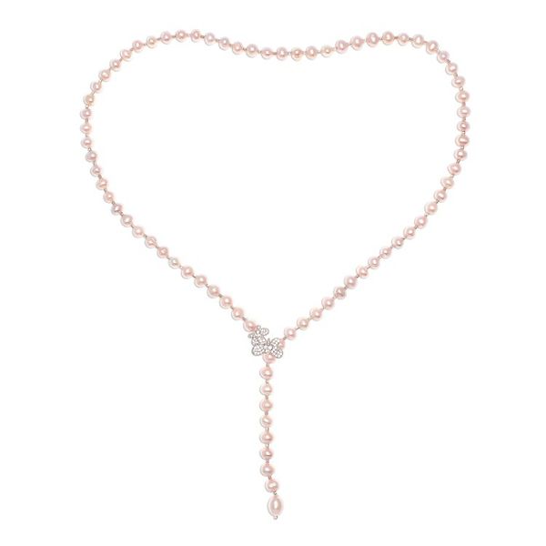 Alternate image for Cultured Pearl Y-Necklace in Pink from Thailand Beautiful Butterfly in Pink