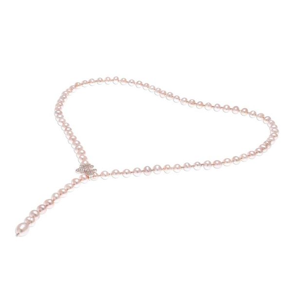 Alternate image for Cultured Pearl Y-Necklace in Pink from Thailand Beautiful Butterfly in Pink