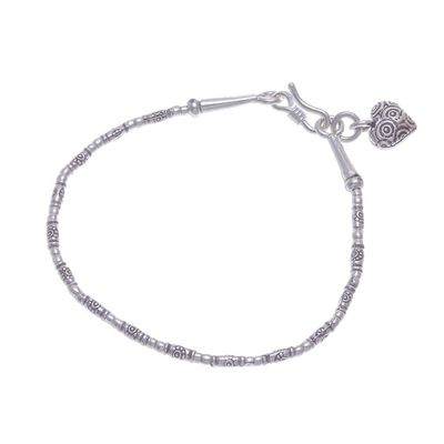 Alternate image for Silver Link Bracelet with Heart Charm from Thailand Honest Heart