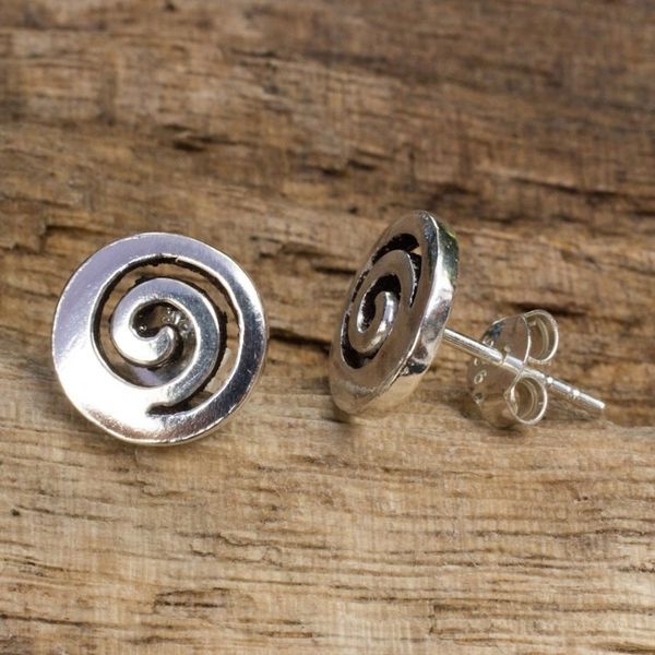 Alternate image for Artisan Crafted Sterling Silver Earrings from Thailand Spiral Transformation