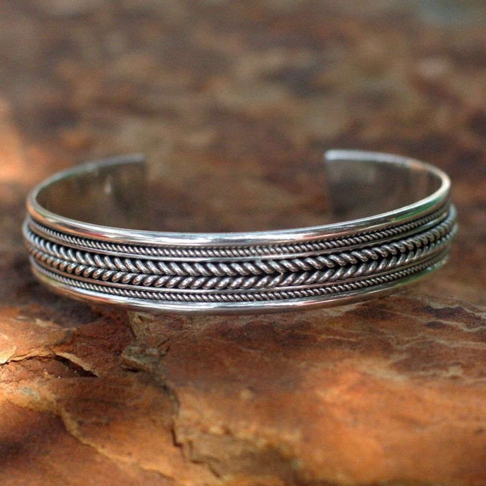 Sterling Silver Cuff Bracelet 'Lanna Illusions'