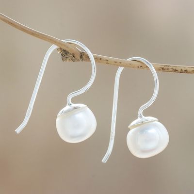 Alternate image for Round Cultured Pearl Drop Earrings from Thailand Beautiful Orbs