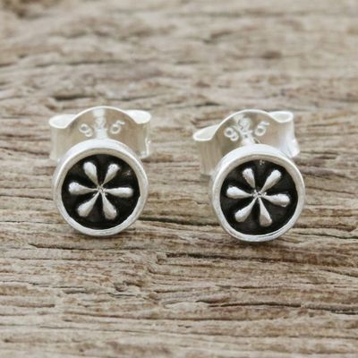 Primary image for Petite Floral Sterling Silver Stud Earrings from Thailand Daisy Circles