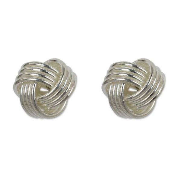 Alternate image for Hand Crafted Thai Sterling Silver Button Earrings Together
