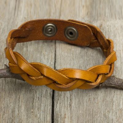 Alternate image for Mens Jewelry Braided Leather Wristband Bracelet Honey Rope