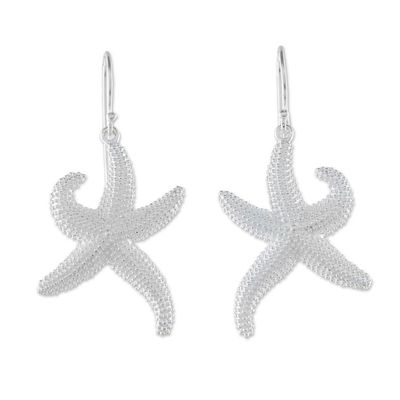 Alternate image for Sterling Silver Starfish Dangle Earrings from Thailand Dancing Starfish