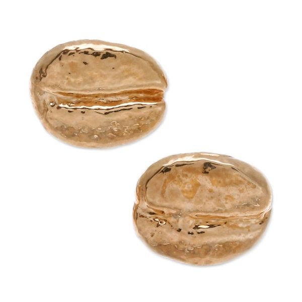 Alternate image for Gold plated natural coffee bean button earrings Morning Sunshine