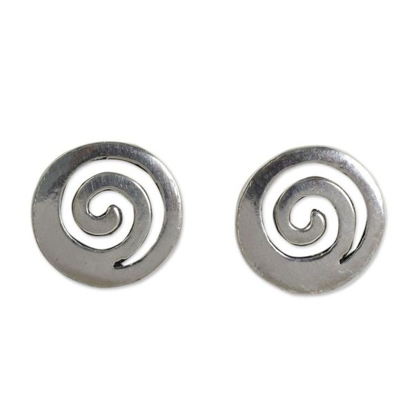 Alternate image for Artisan Crafted Sterling Silver Earrings from Thailand Spiral Transformation