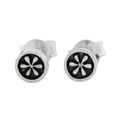 Alternate image for Petite Floral Sterling Silver Stud Earrings from Thailand Daisy Circles