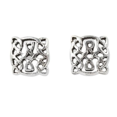 Alternate image for Artisan Crafted Petite Celtic Knot Silver Earrings Celtic Circle