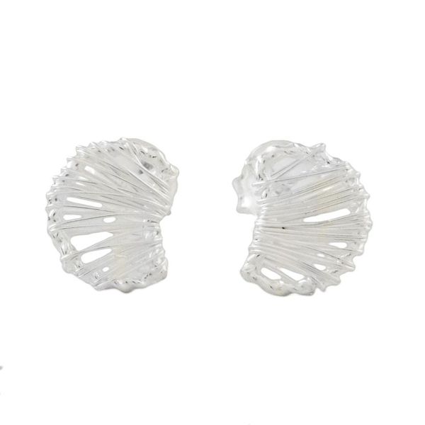 Alternate image for Thai Artisan Sterling Silver Wire Wrapped Moon Stud Earrings Unseen Moons