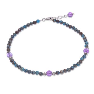Alternate image for Thai Jasper and Amethyst Beaded Anklet Barefoot Charm