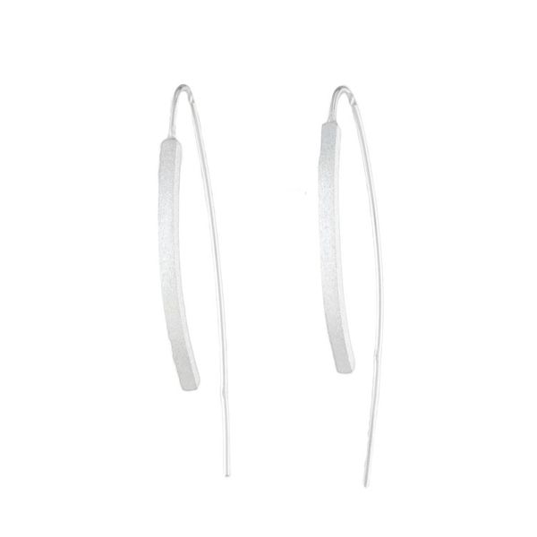 Alternate image for Curvy Sterling Silver Drop Earrings from Thailand Curved Pillars