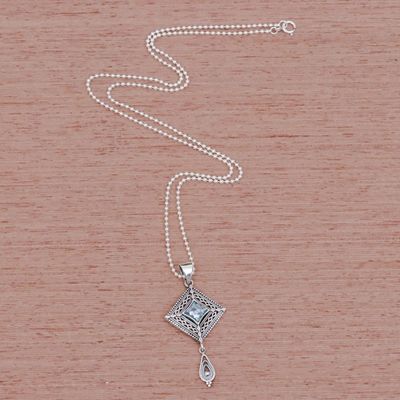 Alternate image for Ancient Roman Glass Pendant Necklace Ocean Diamond