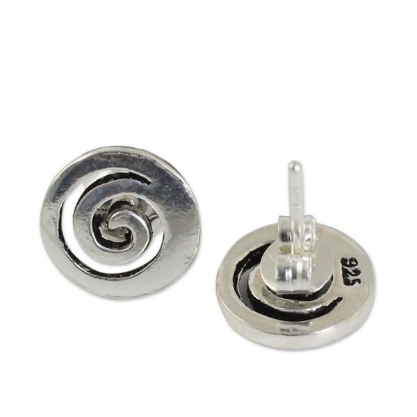 Alternate image for Artisan Crafted Sterling Silver Earrings from Thailand Spiral Transformation