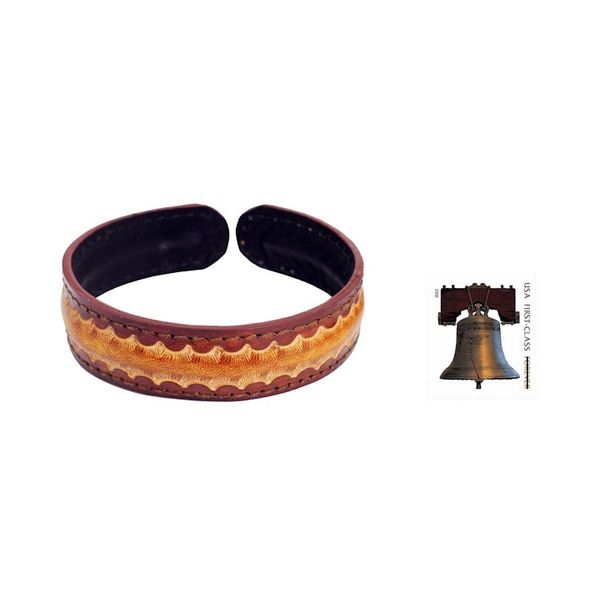 Alternate image for Thai Handcrafted Leather Bracelet for Men Solar Warrior