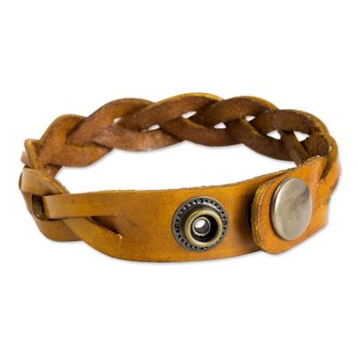 Alternate image for Mens Jewelry Braided Leather Wristband Bracelet Honey Rope
