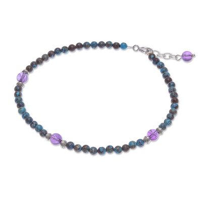 Alternate image for Thai Jasper and Amethyst Beaded Anklet Barefoot Charm