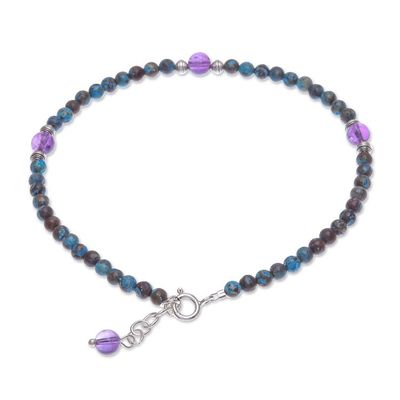 Alternate image for Thai Jasper and Amethyst Beaded Anklet Barefoot Charm
