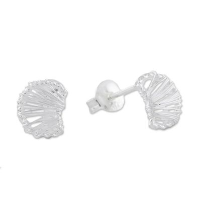 Alternate image for Thai Artisan Sterling Silver Wire Wrapped Moon Stud Earrings Unseen Moons