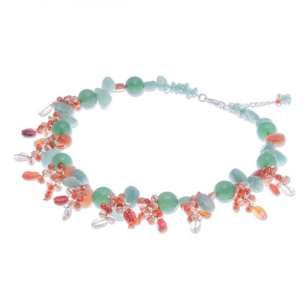 Alternate image for Handcrafted Aventurine and Chalcedony Beaded Necklace Bright Garden