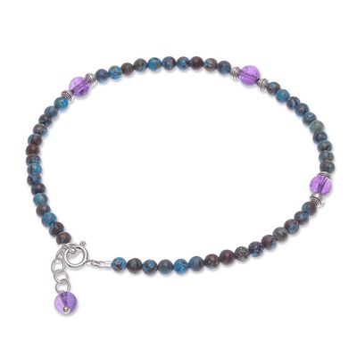 Alternate image for Thai Jasper and Amethyst Beaded Anklet Barefoot Charm